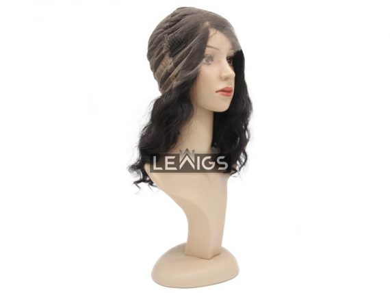 14” Black Wavy Full Lace Wig Human Hair