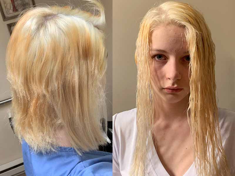 bleach bath on blonde hair