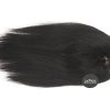 14" Black Silk Hair Topper Real Hair With Clear PU Perimeter