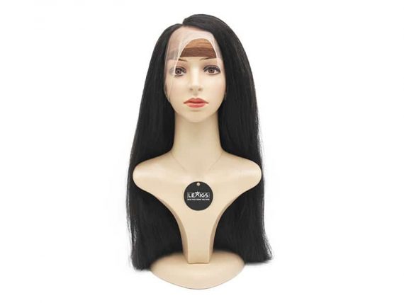 26" Kinky Straight Full Lace Wig Real Hair 180% Density, HD Lace