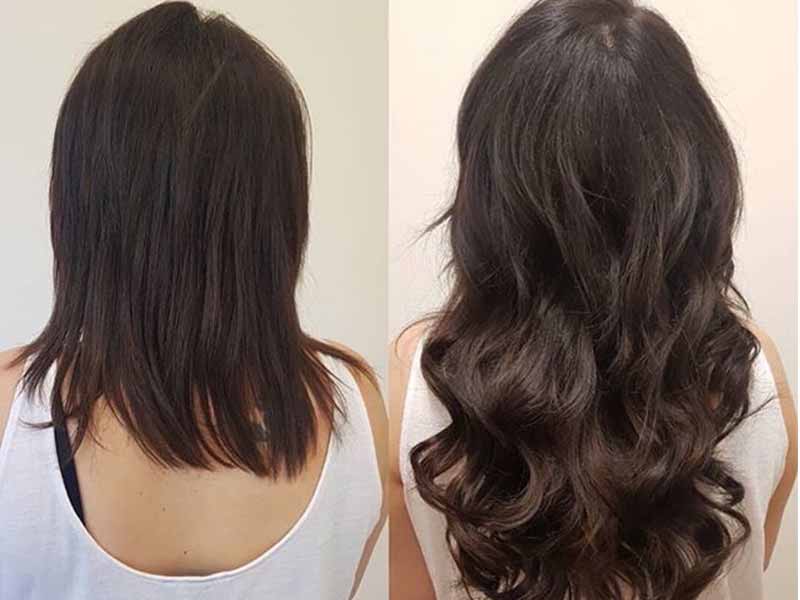 hair extensions in short hair before and after