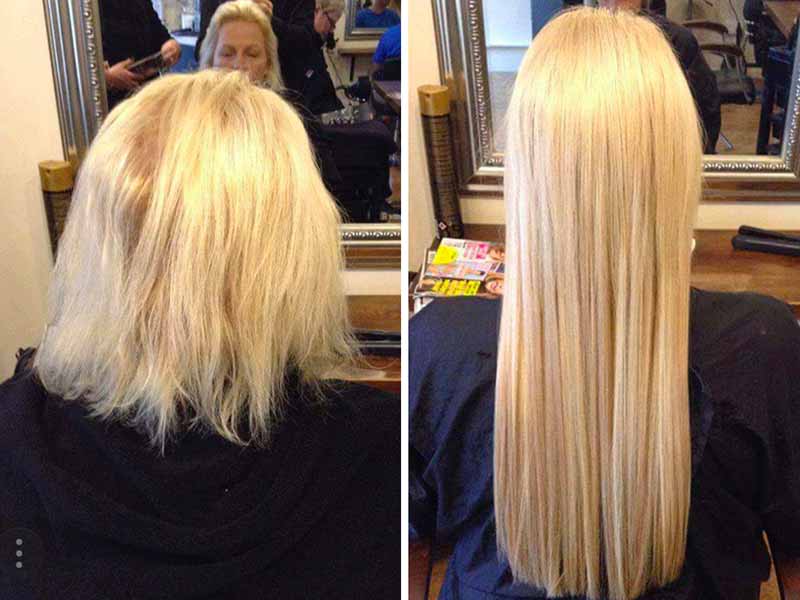 keratin hair extensions before and after